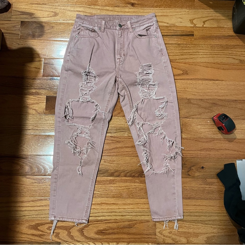 American Eagle Distressed Pink Jeans